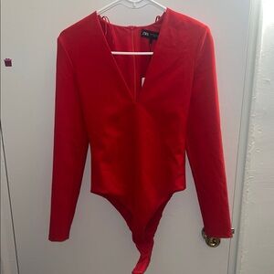 Zara Scarlet V-Neck Bodysuit